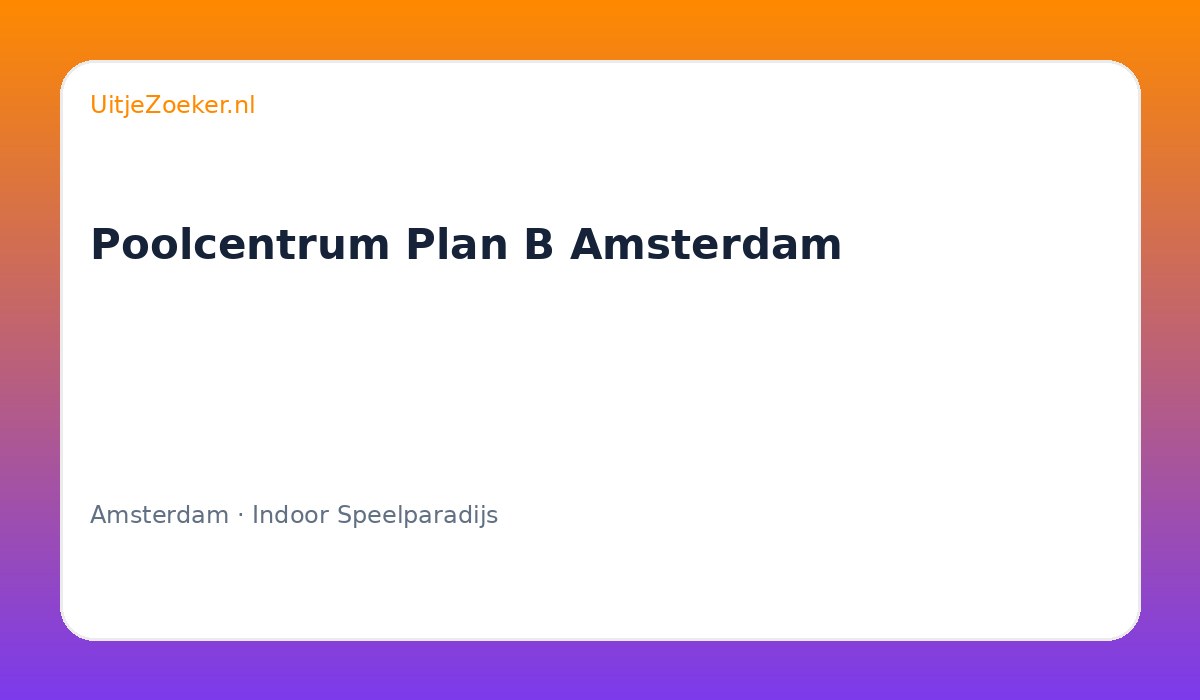 Poolcentrum Plan B Amsterdam