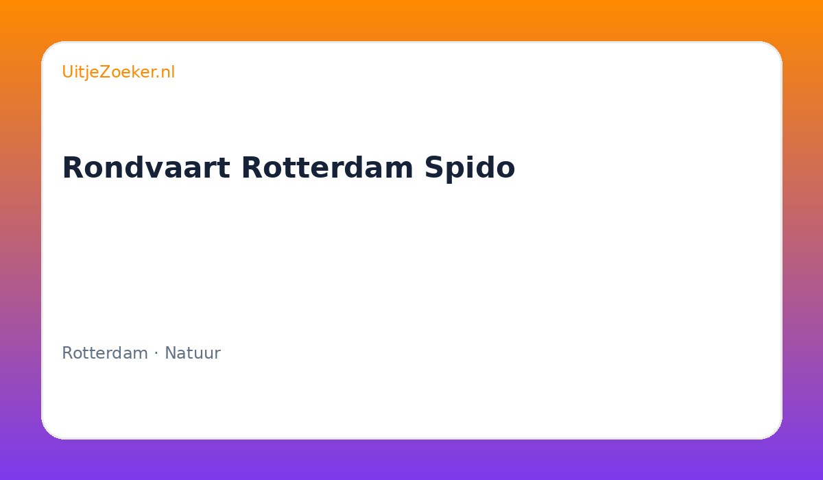 Rondvaart Rotterdam Spido